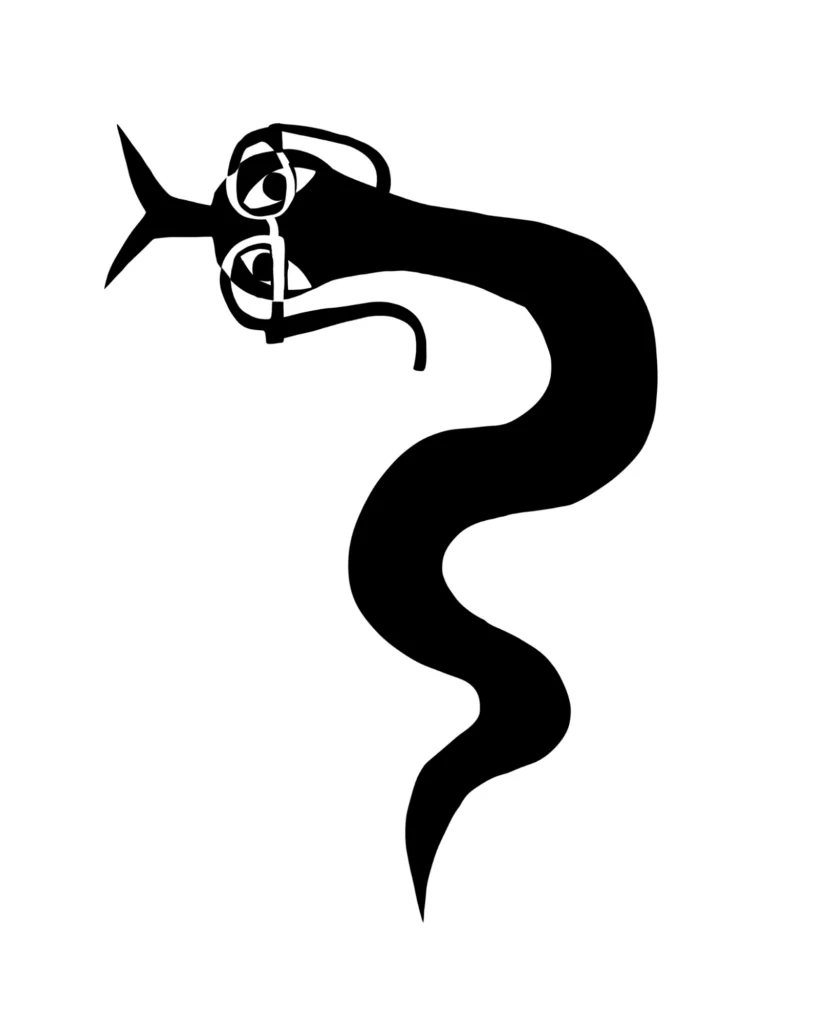 Paper cut illustration of a snake wearing glasses