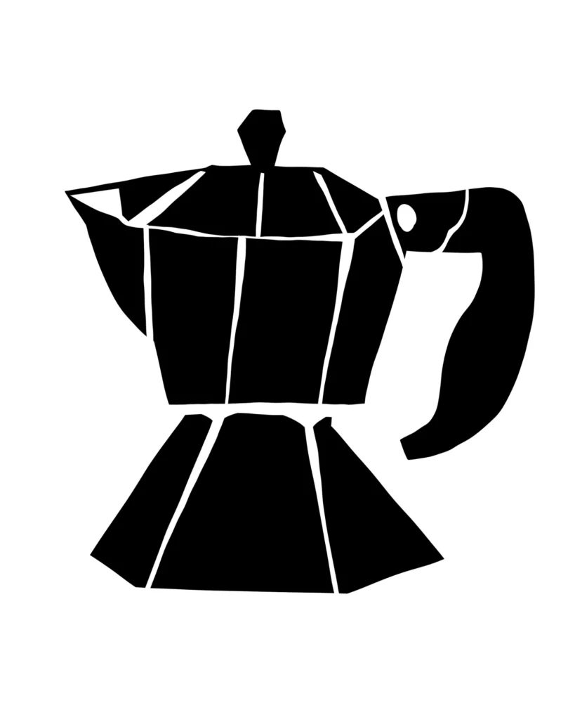 Paper cut illustration of a moka pot